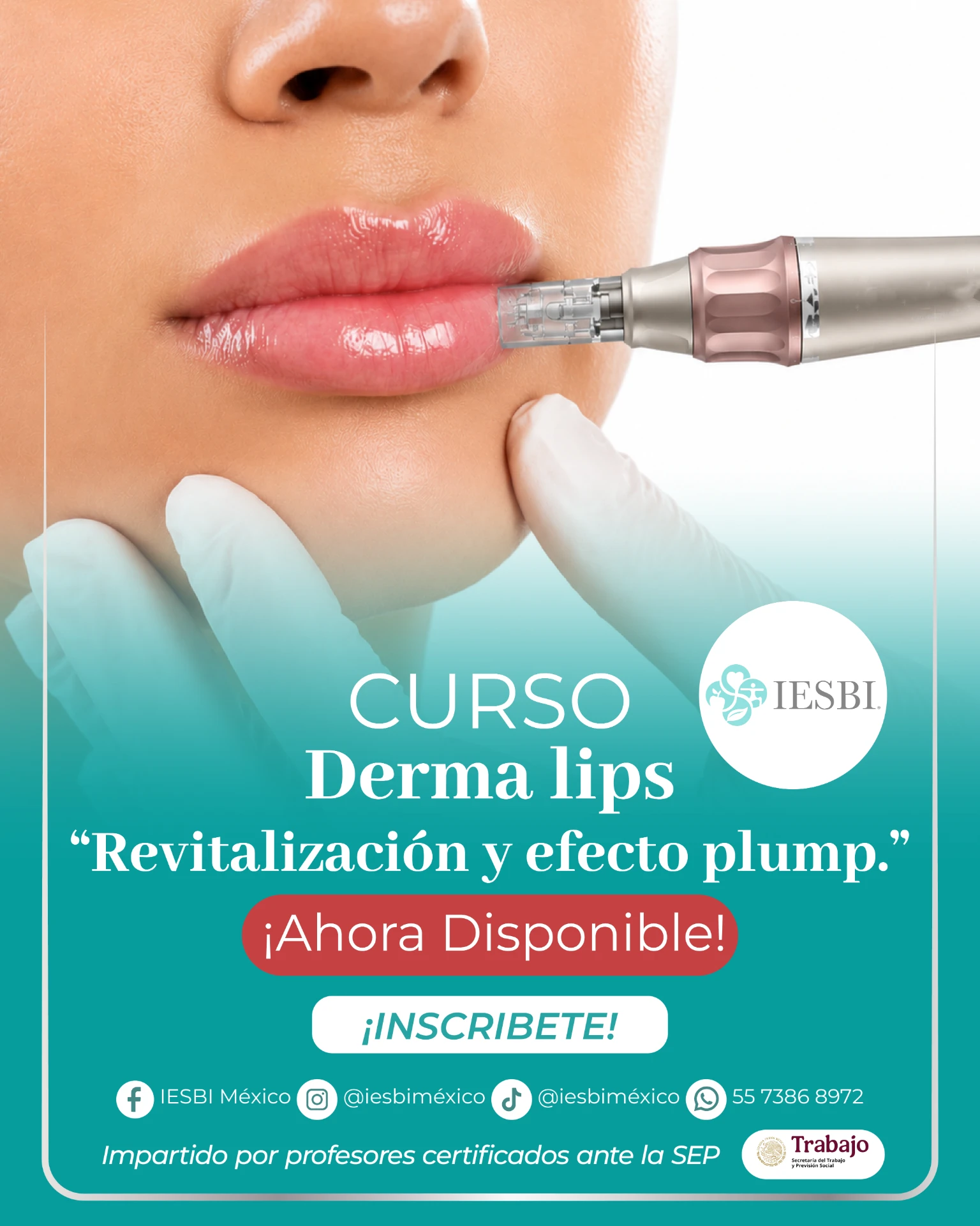 Portada oficial del curso Derma Lips: Revitalización y efecto plump por IESBI México